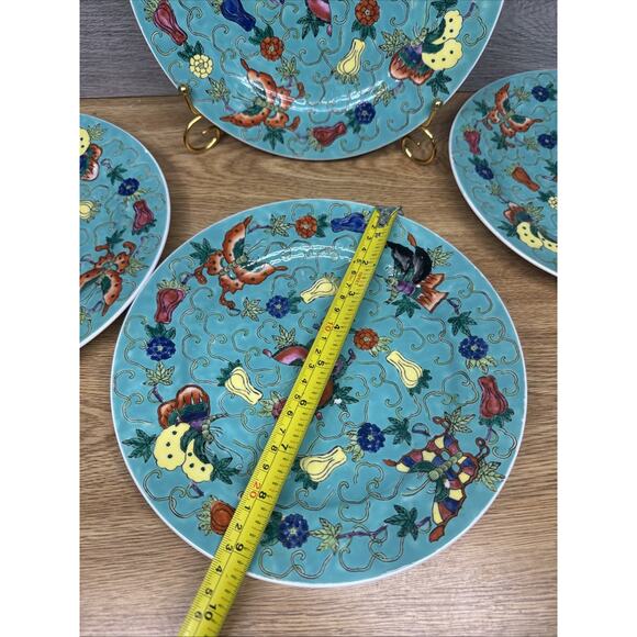 Chinoiserie Jingdezhen Zhongguo Asian Butterfly Plates 9.25”-set Of 4 - Picture 6 of 10